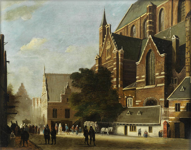 Hubertus van Hove (Dutch, 1814-1865) A Dutch street scene