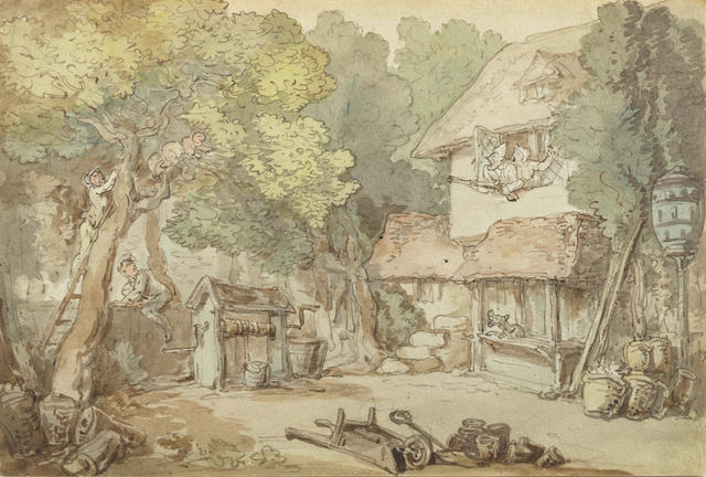Thomas Rowlandson (London 1756-1827) Robbing an orchard