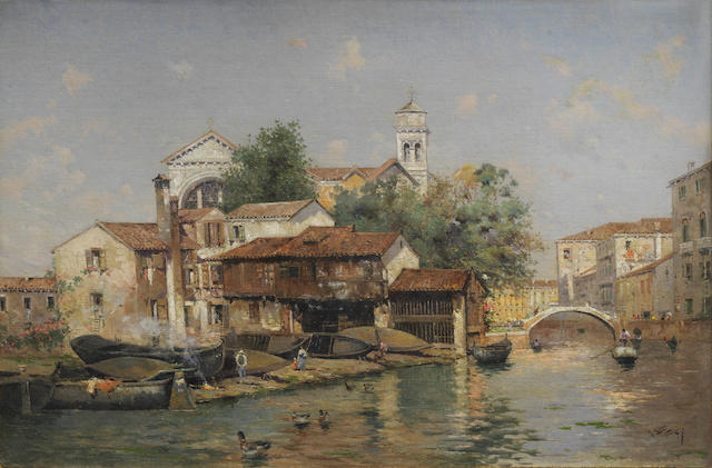 Antonio Mar&#237;a de Reyna Manescau (Spanish, 1859-1937) A Venetian scene