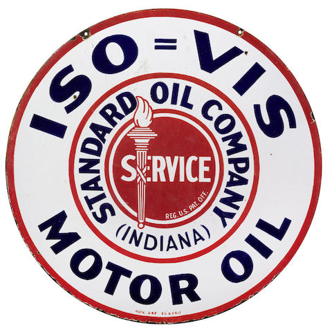 An 'Iso=Vis Motor Oil' Service enamel sign, American, circa 1930,