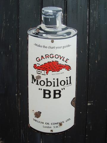 A Mobiloil BB oil can enamel sign,