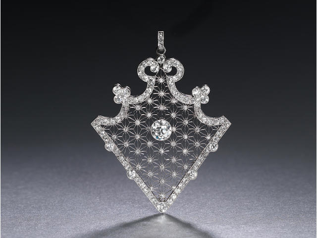 A belle &#233;poque diamond brooch/pendant,