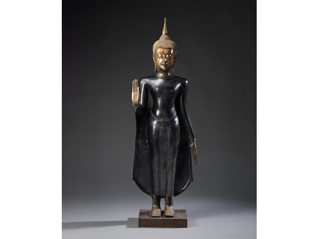 A large copper-alloy standing Buddha Thai, 18th century