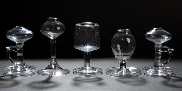 Five lacemaker's lamps, first half of 19th century