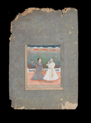 A prince and a maiden in argument Provincial Mughal, 18th Century