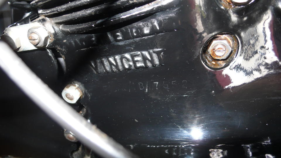 c.1951 Vincent 998cc Series C Black Shadow Frame no. RC9452B/C Engine no. F10AB/1B/7552