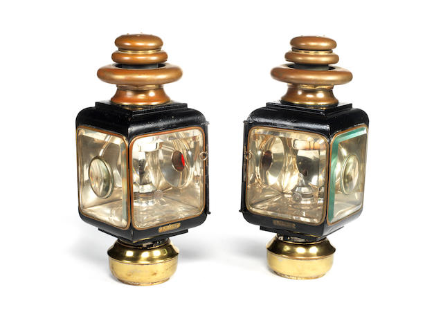 A pair of Bleriot oil-illuminating carriage lamps, ((2))