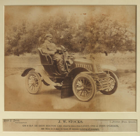 Bonhams A Caleb C Smith Photograph Depicting J W Stocks On His Land S End To John O Groats 8hp De Dion Bouton