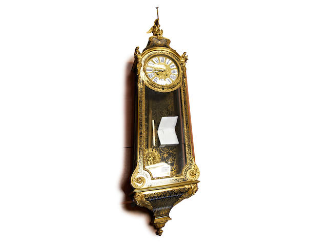 A Louis XV style gilt metal and boulle wall clock