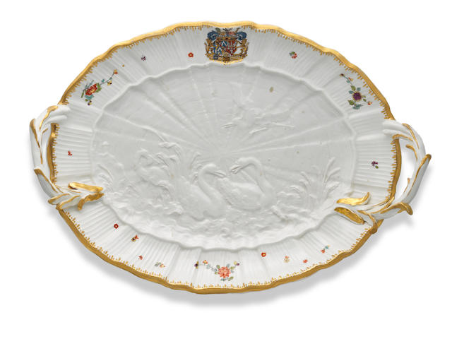 A Meissen large oval tray from the Swan Service, circa 1742
