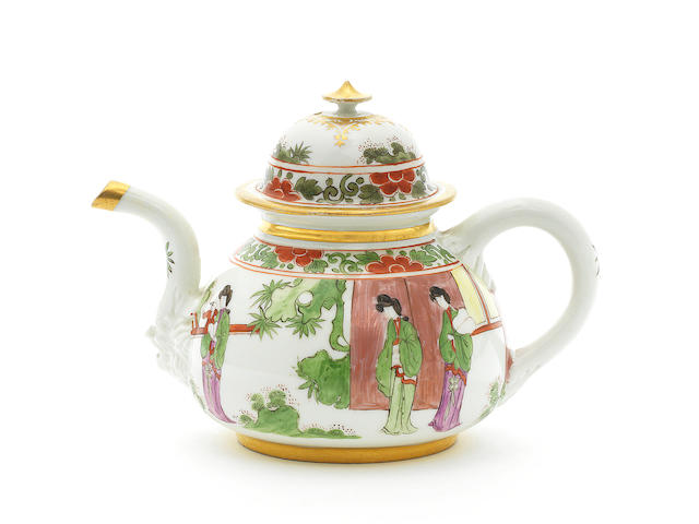 A very rare Meissen teapot and cover, circa 1725-30