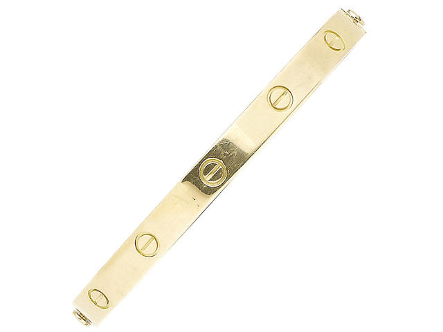 A 'Love' bangle and bracelet, by Cartier  (2) (partially illustrated)