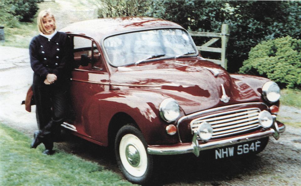The Ex-Sophie Rhys-Jones,1968 Morris Minor 1000 Saloon  Chassis no. M/A2S5D.1203990 Engine no. 10-MA-U-H 29491