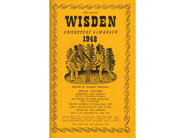 CRICKET - WISDEN (JOHN) Cricketers' Almanack, 1900, 1904, 1905, 1906, 1907, 1908, 1909, 1910, 1914; complete 1920s run, apart from 1926; 1930, 1931, 1934, 1936, 1938; complete run from 1940 to 2011; and upwards of 30 others, cricket related, including numerous duplicates, anthologies and boxed facsimile editions of 1864-1878 (quantity)