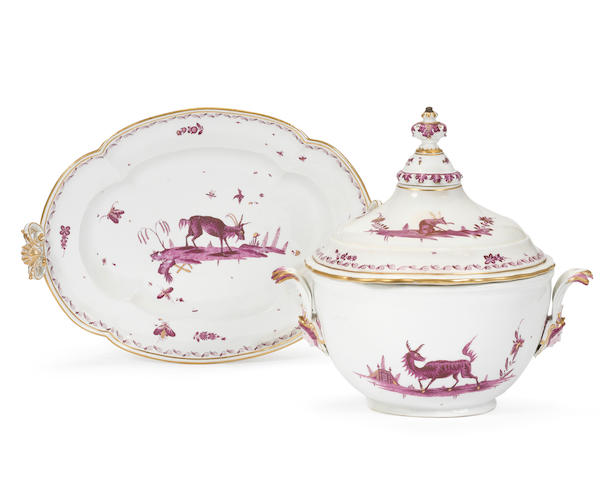 A Meissen tureen, cover and stand, circa 1740