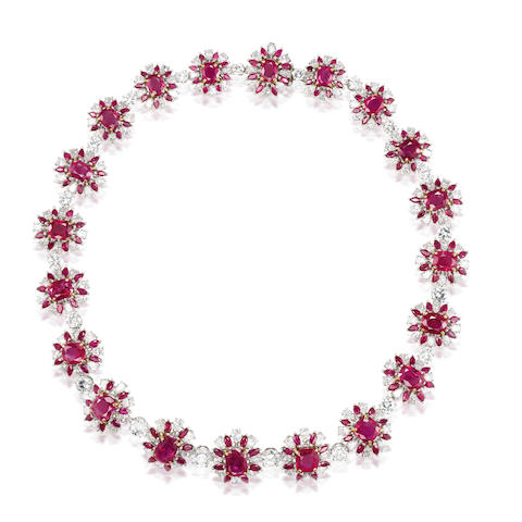 Bonhams : An impressive ruby and diamond necklace,