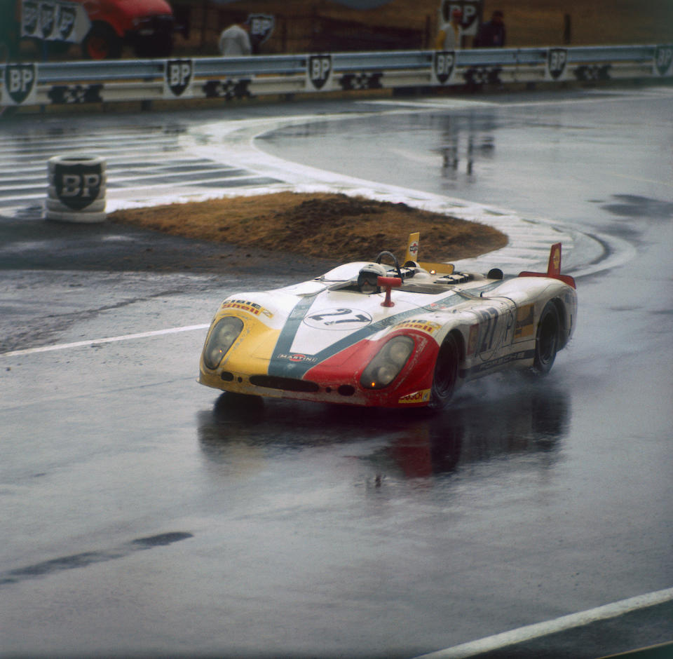 The Ex-works Vic Elford/Richard Attwood, Ex-Martini International Team Dr Helmut Marko/Rudi Lins, Gerard Larrousse3rd place overall at Le Mans,1969-70 Porsche 908.02 'Flunder' Langheck Group 6 Racing Sports-Prototype  Chassis no. 908.02-05
