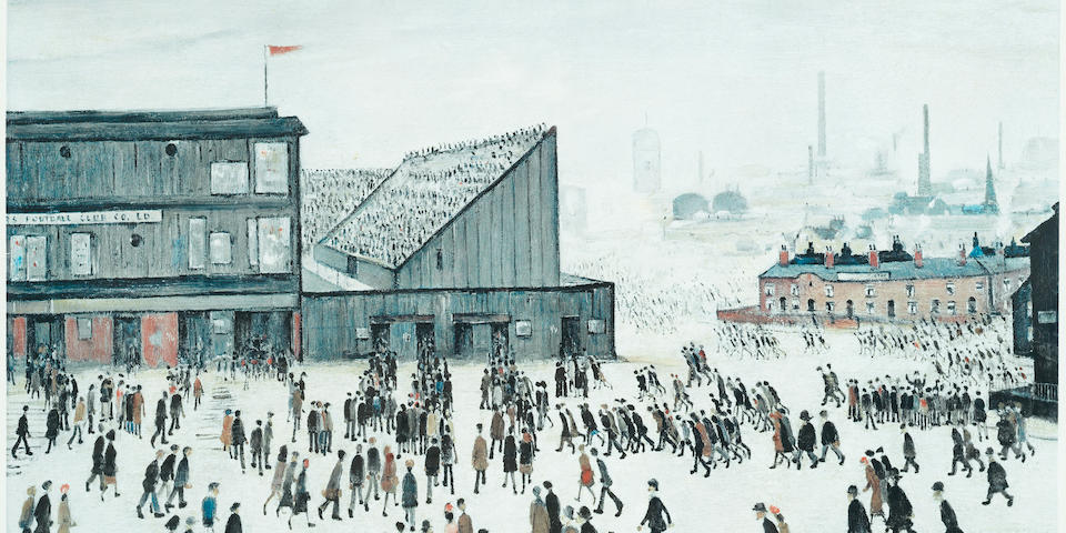 Laurence Stephen Lowry R.A. (British, 1887-1976) Going to the Match Offset lithograph printed in colours, 1972, on wove, signed in pencil, from the edition of 300, with the Fine Art Trade Guild blindstamp, with margins, 528 x 680mm (20 3/4 x 26 3/4in)(I)