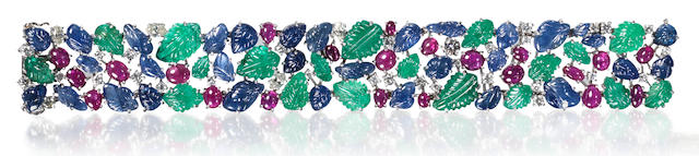 A multi gem-set and diamond bracelet,
