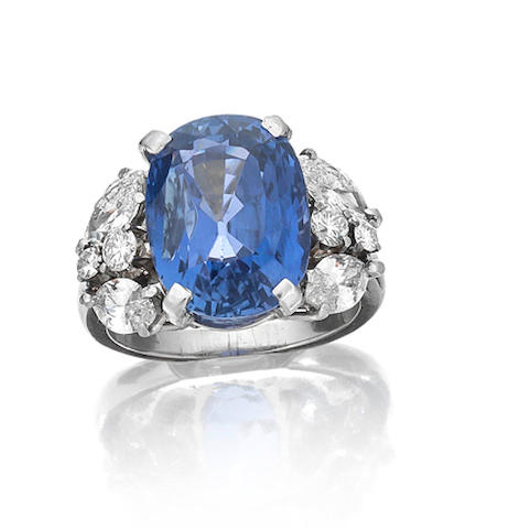 A colour-change sapphire and diamond ring