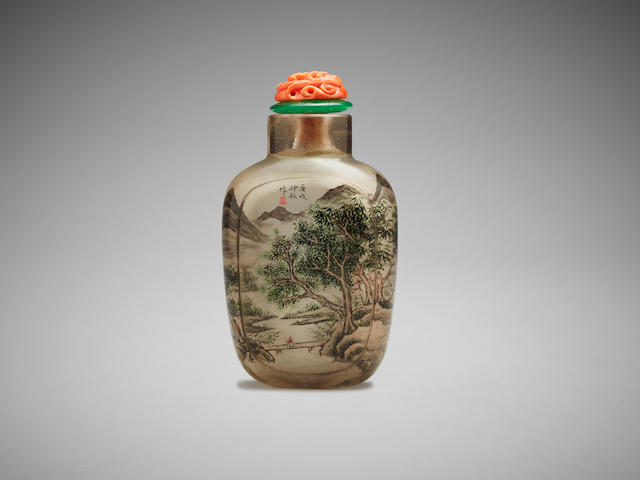 A Chinese inside painted 'landscape' snuff bottle Dated 1910