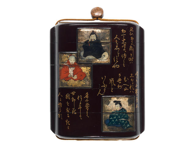 An unusual brown-lacquer four-case inro  18th century