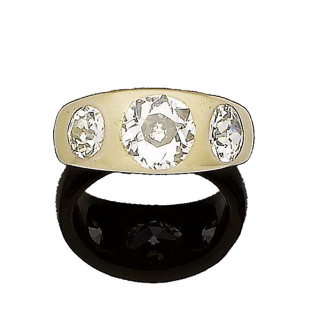 A diamond three-stone ring