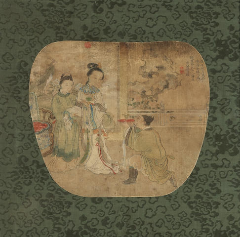 A group of four silk fan paintings 18th century and later (4)