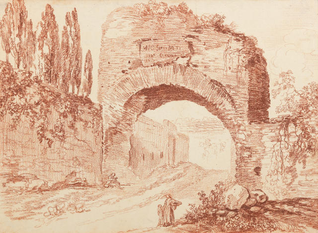 Circle of Hubert Robert (Paris 1733-1808) A Roman arch