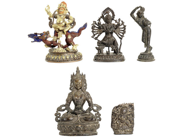 Five Himalayan bronze figures of deities