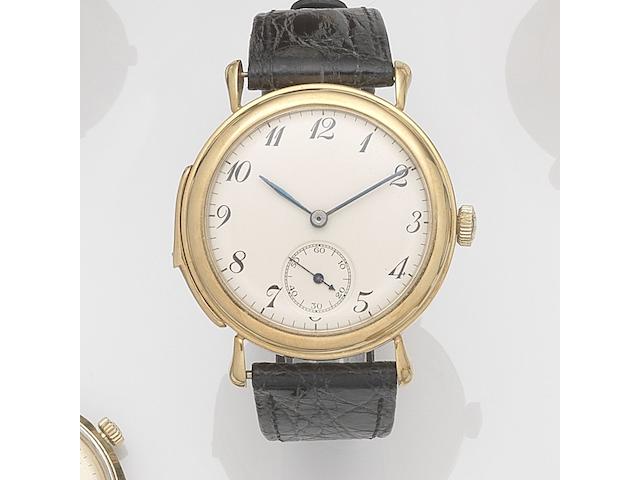 Swiss. An 18ct gold manual wind minute repeating wristwatch Case No.70522, Circa 1920