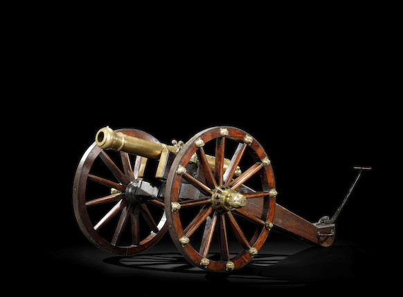 A rare 3-pounder bronze Cannon with field carriage from the Gun Carriage Manufactory at Seringapatam Mysore, late 18th Century image 1