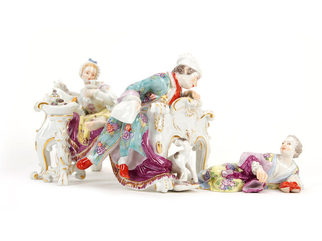 A Meissen group of 'The Lover Discovered', early 20th century