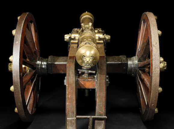 A rare 3-pounder bronze Cannon with field carriage from the Gun Carriage Manufactory at Seringapatam Mysore, late 18th Century image 7