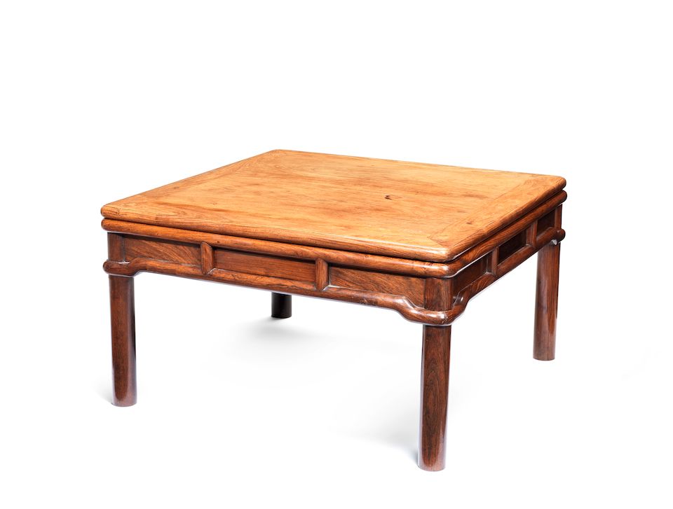 An ivory-inlaid huanghuali square gaming table, qizhuo 18th century (3)