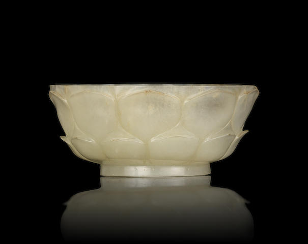 A small white jade 'lotus blossom' bowl 18th century
