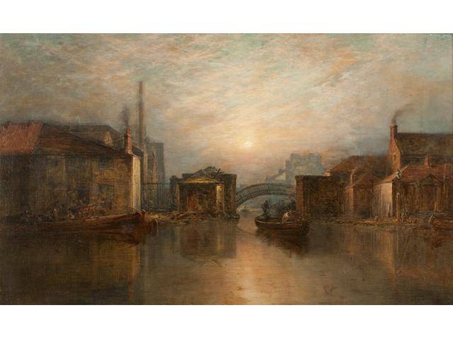 Pollock Sinclair Nisbet (British, 1848-1922) The Canal Basin, Edinburgh