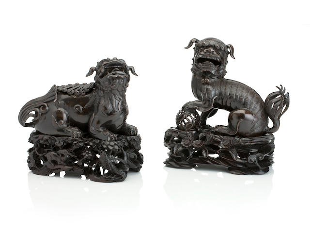 An impressive pair of lion-dog incense burners 19th century