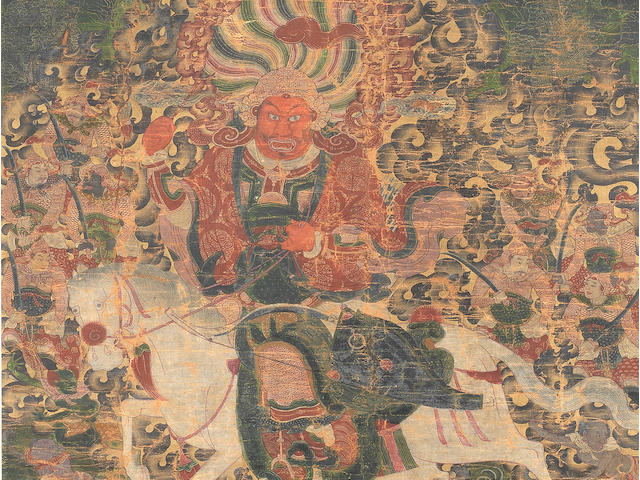 A Chinese thangka of a Dralha 19th century