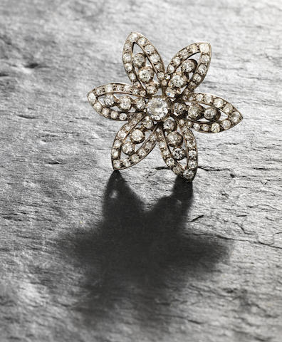 A 19th century diamond flower brooch