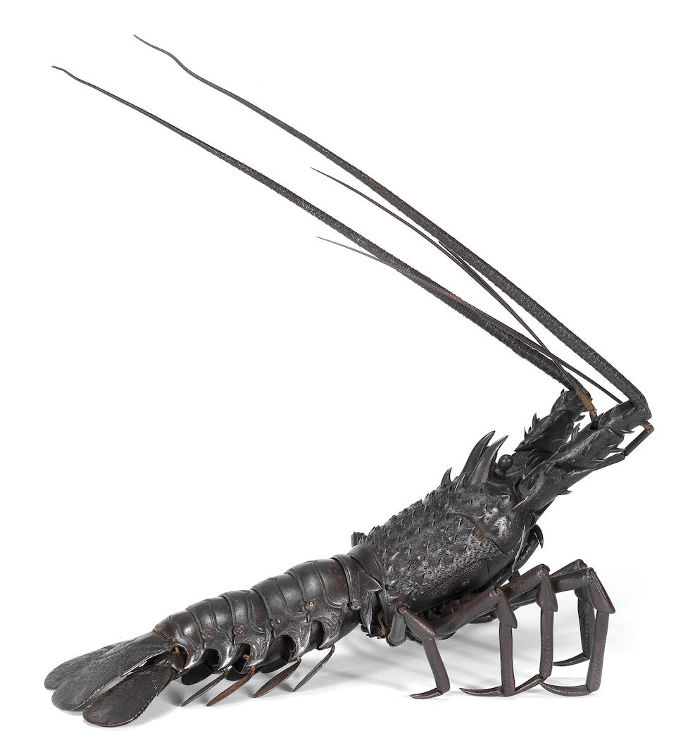 A fine iron kusshin jizai (fully articulated) okimono model of a spiny lobster Anonymous, Meiji Period (2)