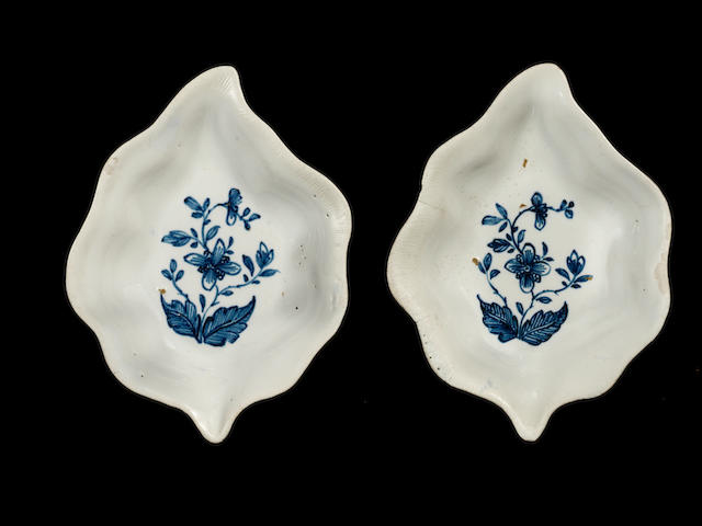 An important pair of English experimental pickle dishes, circa 1746
