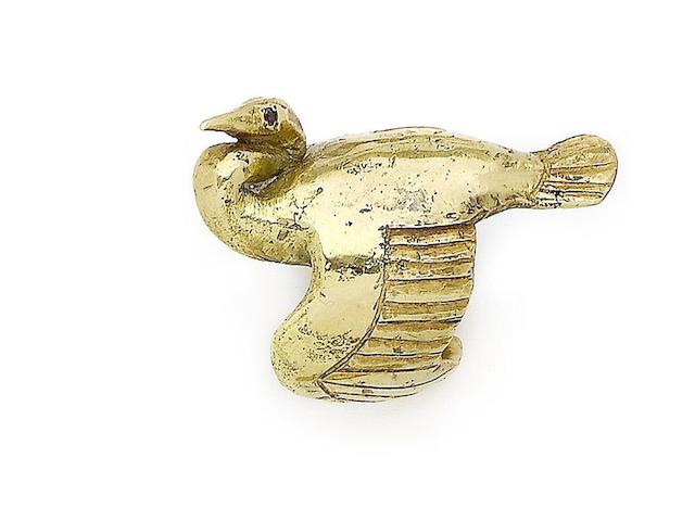 A gold stork ring, by John Donald,
