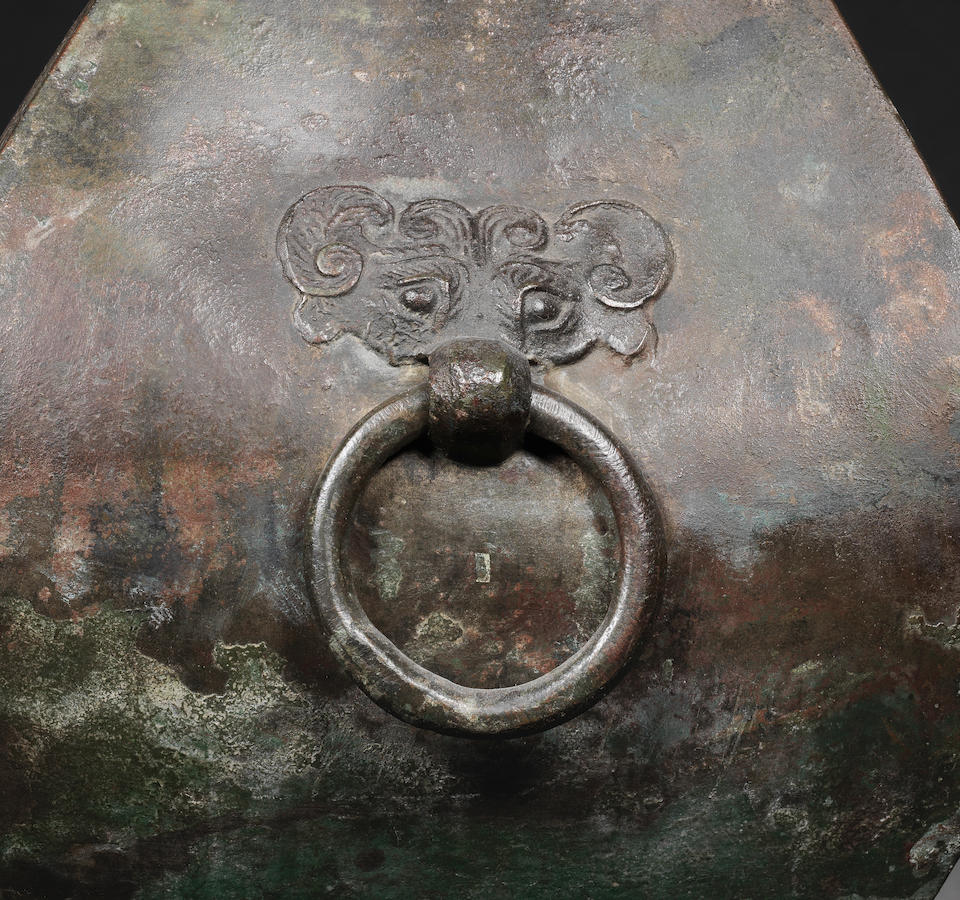 An archaic bronze square vase, fang hu Han Dynasty, 1st-2nd century AD