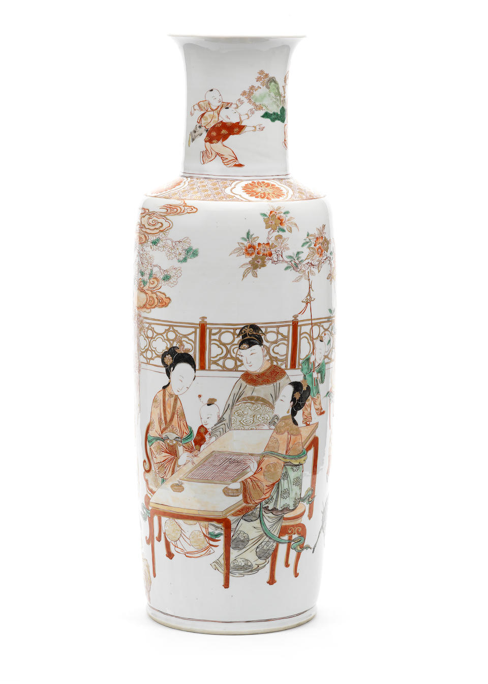 A large and rare enamelled rouleau vase Kangxi