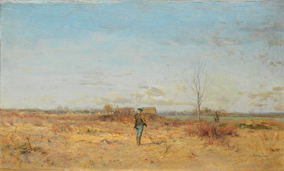 Ivan Pavlovich Pokhitonov (Ukrainian, 1850-1923) Two hunters in a landscape
