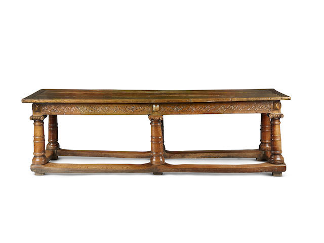 The Bridwell House refectory table: A rare and remarkable Elizabeth I oak six leg refectory table, circa 1580