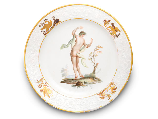 A very rare Naples, Real Fabbrica Ferdinandea plate from the 'Servizio Ercolanense', circa 1780-1782