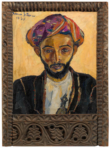 Irma Stern (South African, 1894-1966) 'Arab in Black' (within an original Zanzibar frame)