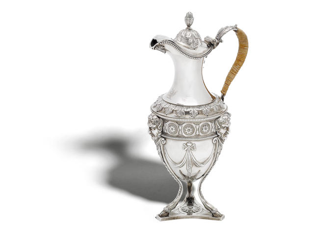 A George III silver hot water jug in the Adam Style by Henry Greenway, London 1775